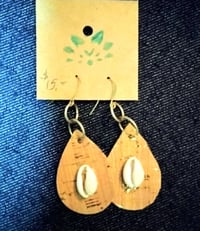 Image 1 of Cowry shell earrings with cork