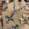 Inverted Black Cross Necklace