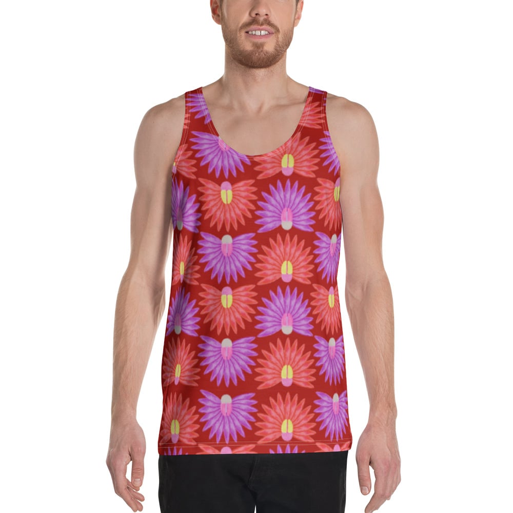 Image of Beetle Leaf Unisex Tank Top Rufous Red