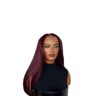 Image 5 of Bordeaux – Deep Wine Red Middle Part Wig