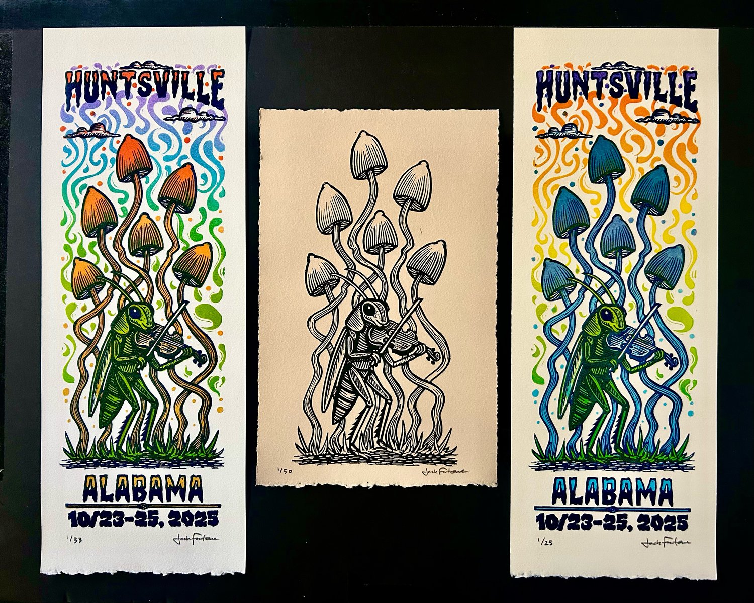 Image of Huntsville ‘25 & Fiddlin’ Grasshopper prints