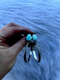 Image 1 of Turquoise Snakeskin Hoops