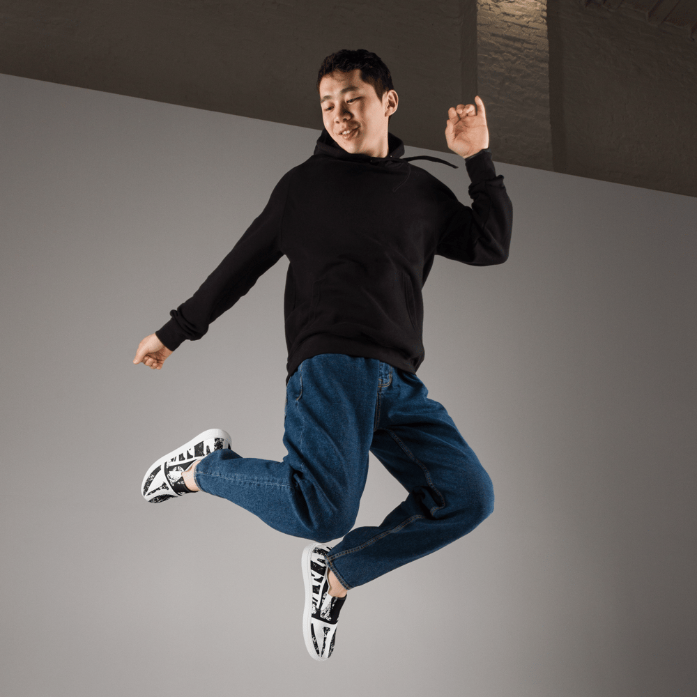 BLACK AND WHITE S.O.N.S SLIP-ON CANVAS SHOES