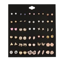30 Pairs of Earring Studs with Gold butterflies