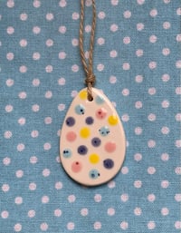 Image 7 of Handmade Ceramic Speckled Polka Dot Easter Egg