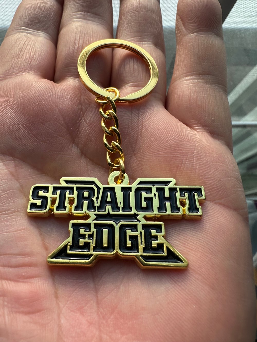 Shiny Gold Metallic "Straight Edge" metal Keychain