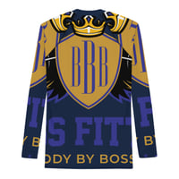Image 1 of BOSSFITTED Navy and Gold AOP Men’s Compression Shirt