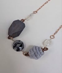 Image 3 of Rainbow Moonstone Semi Precious Stone & Handspun Bead Statement Necklace