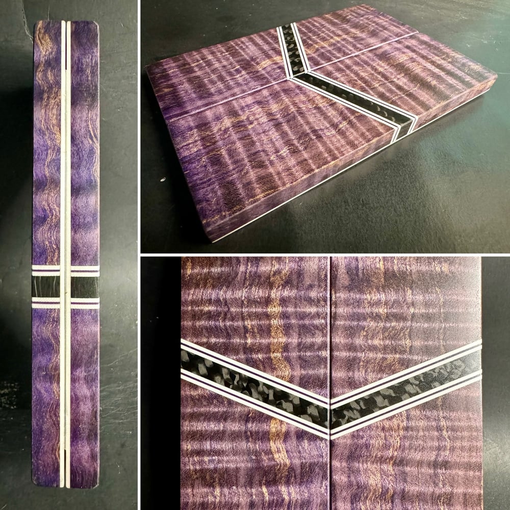 Image of Purple Curly Maple Segmented Knife Scales