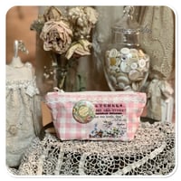 Image 2 of tiny slow stitch sewing pouch full of haberdashy supplies