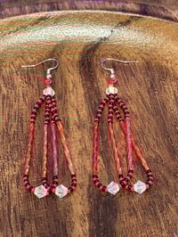 Red bugle earrings