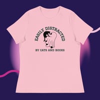 Image 2 of Easily distracted by cats & books ghost & kitty Women's Relaxed T-Shirt