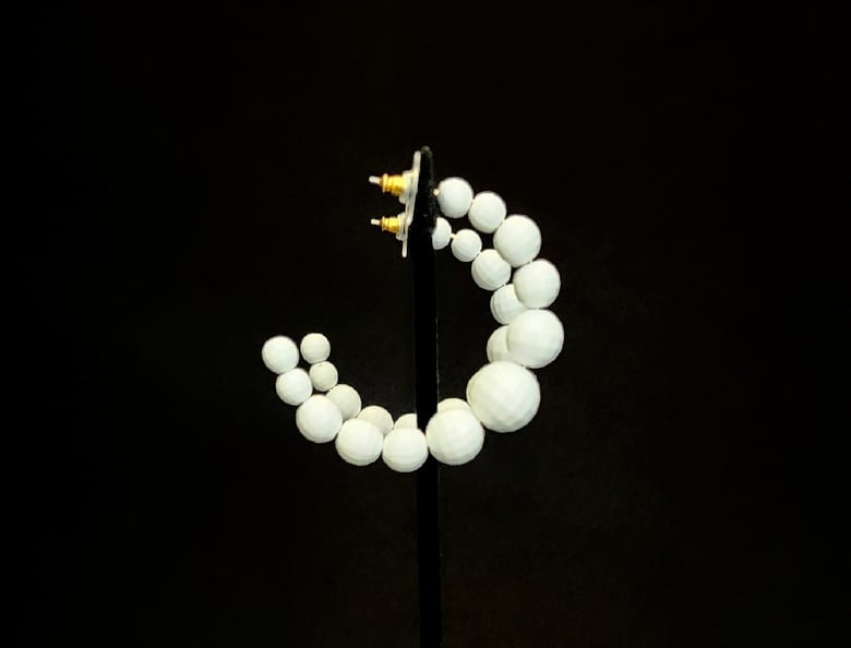 Image of White Beaded Pierced Hoop Earrings 