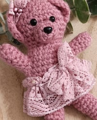 Image 3 of Knitted photoshooting cuddly toy for photoshoot | lady teddy bear | dark dusty pink