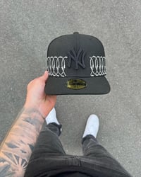 Image 4 of GREEN BRIM BLACK OPS FULL BARB NY YANKEES CUSTOM FITTED