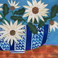 Image 2 of Oxide Daisies in a Blue and White Bowl