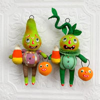 Image 2 of `Pear Headed Goblin with Candy Corn and Jack O' Lantern