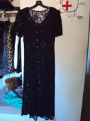 Image of Vintage Long Black Lace Button Up Dress size S