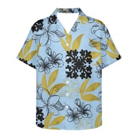 Image 3 of Men's Pique Plumeria Print Collard Shirt
