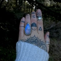 Image 2 of Moonstone Ring With Stardust Band~7.25/7.5