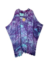 Image 2 of L Long Woven Kimono in Purple Haze Ice Dye