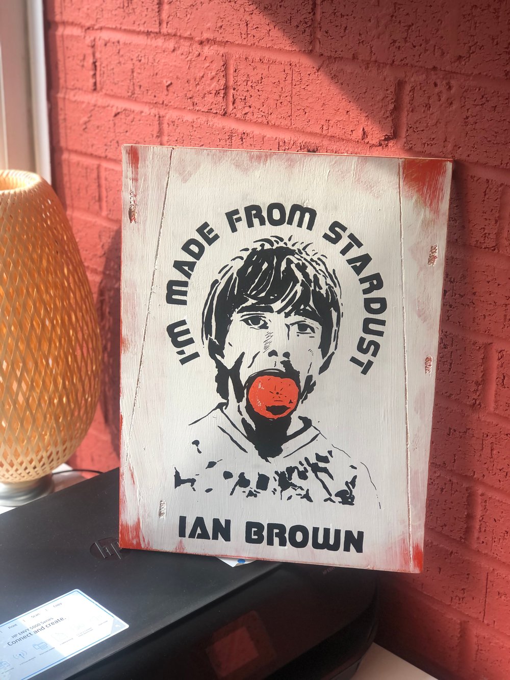 Ian Brown Hand Painted On Wood 30 X 40 Cms