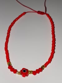 Image 2 of Red flower evil eye bracelet 