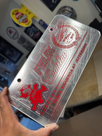 CHROME & RED FELIX CADILLAC ICONIC LICENSE PLATE 