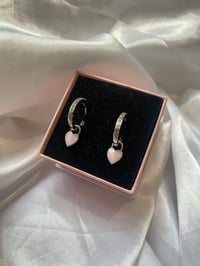 Image 4 of pink heart hoop earrings