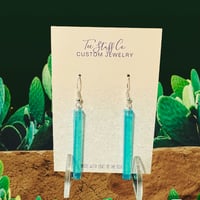 Image 2 of Turquoise Long Rectangle Earrings 