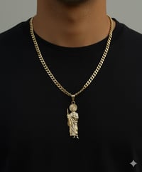 Image 1 of San Judas Pendant with 5mm Cuban Link Necklace