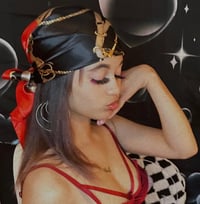 Image 2 of Black & Red Silk Head Scarf