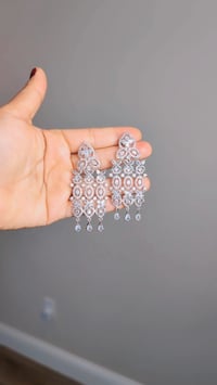 Image 2 of BBE_9104_American Diamond Big 3 Layer Earrings
