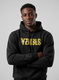 Image 3 of YB Black Abbreviated Print Pullover Hoodie