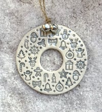 Image 3 of Ceramic Christmas Wreath with Bells