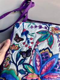 Image 2 of Beautiful Butterfly Zippertop Canvas Crossbody Purse