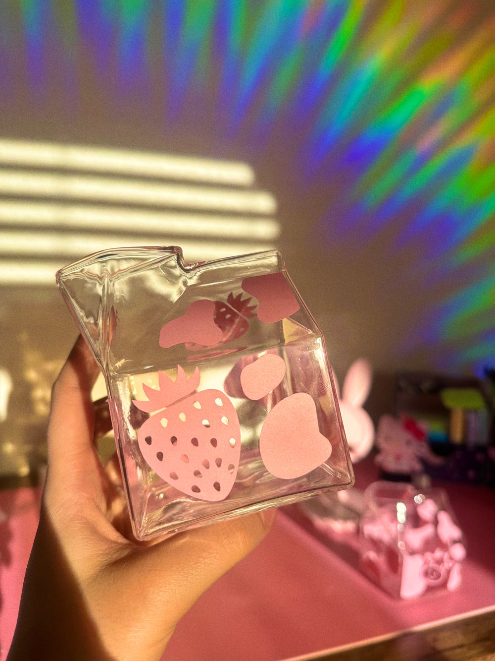 Glass Strawberry Milk Cartons
