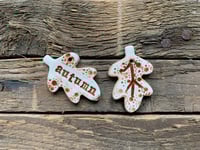 Image 7 of Autumn text leaf and a leaf. Set of 2.