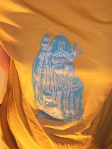 Image of HECTICRECS LOGO SHIRT silver and blue on yellow