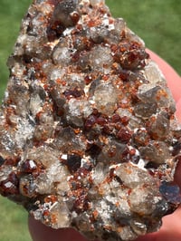 Image 5 of Smoky Quartz & Garnet Cluster On Feldspar Matrix #2484