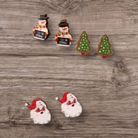 Image 2 of Wooden Christmas Stud Earrings Set