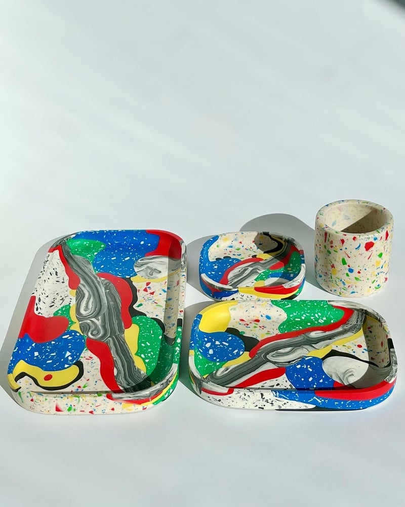 Image of Multi Color Trinket Tray Set ~ Mono