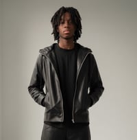 Image 2 of Hooded Leather Jacket 