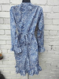 Image 10 of Wrap Dress- Henna Blue m-l