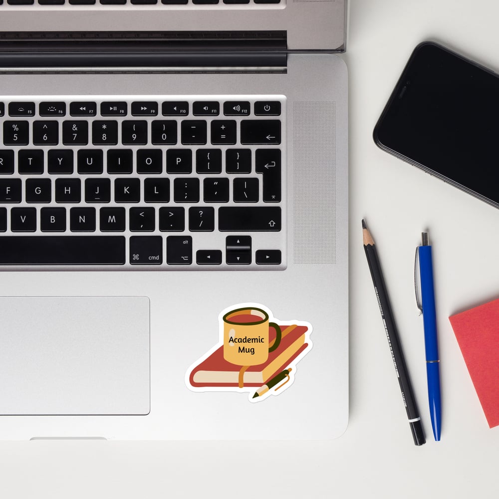 Image of Academic Mug Sticker - Mug and Notebook