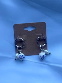 Image 3 of Stainless Steel Greek Style Freshwater Pearl Huggies