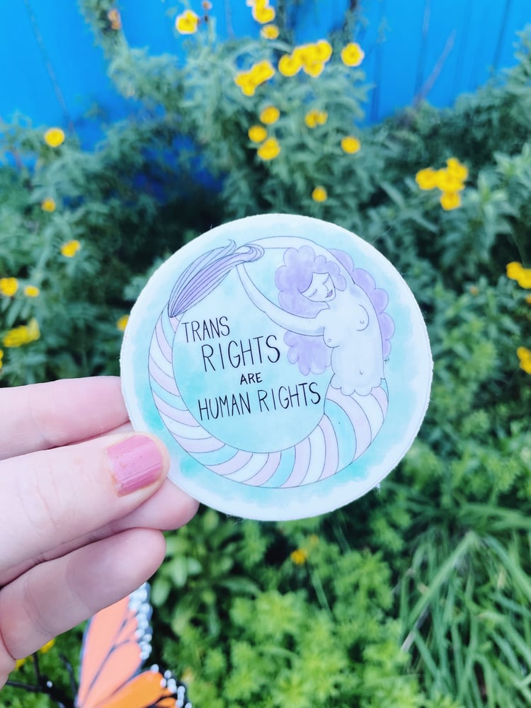 Image of Trans Rights Are Human Rights Mermaid Sticker