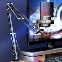 Image 3 of USB Condenser Microphone RGB Esports Game Call Recording Condenser Mic with Metal Boom Stand Desktop