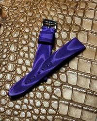 Image 2 of Purple Moiré Hand-rolled Watch Strap - Black Tie Collection