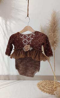 Image 1 of Photo prop | Sitter girls bodysuit for photoshoot | Lara | brown | 9-12 months